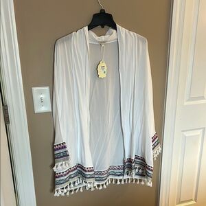White Kimono with Tassel Trim